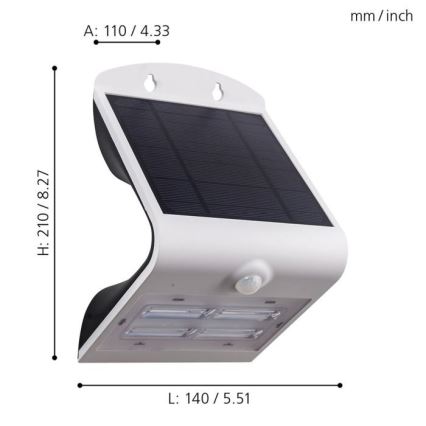 Eglo - Zonnelamp met sensor LED/3,2W/3,7V 2000 mAh IP54