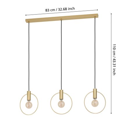 Eglo - Hanglamp aan een koord 3xE27/40W/230V