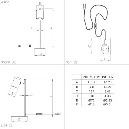 Eglo - LED Tafel Lamp 1xGU10/4,5W/230V wit