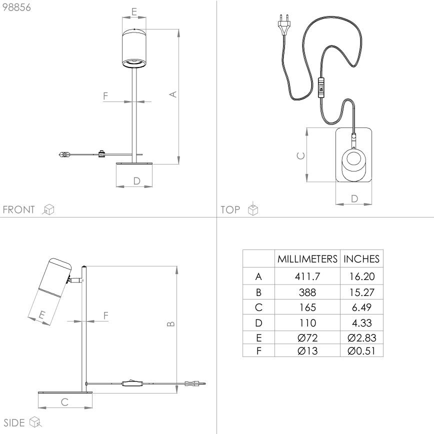 Eglo - LED Tafel Lamp 1xGU10/4,5W/230V wit