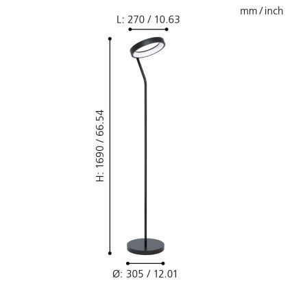 Eglo - LED RGB vloerlamp dimbaar MARGHERA-C LED/16W/230V