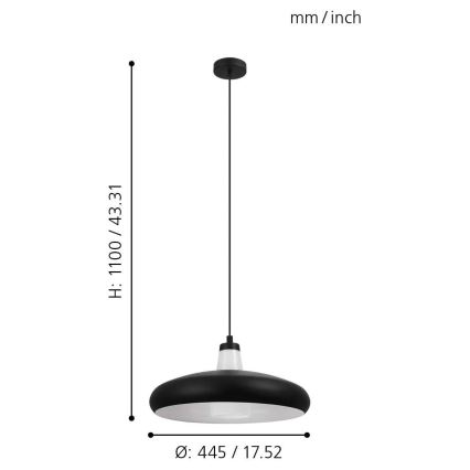 Eglo - LED RGB Dimbare hanglamp aan koord TABANERA-C 1xE27/9W/230V