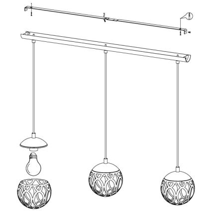 Eglo - Hanglamp aan koord 3xE27/60W/230V