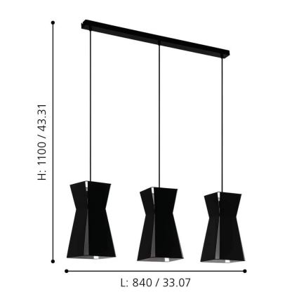 Eglo - Hanglamp aan koord 3xE27/40W/230V