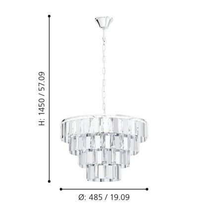 Eglo 99094 - Hanglamp aan ketting ERSEKA 7xE14/40W/230V