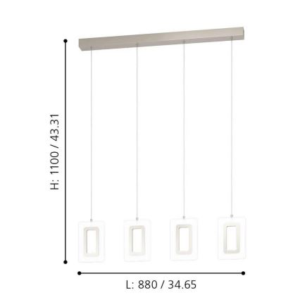 Eglo - LED Hanglamp aan koord 4xLED/5,4W/230V