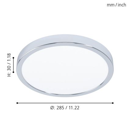 Eglo - LED-plafondlamp voor badkamer LED/20W/230V IP44 Ø 28,5 cm