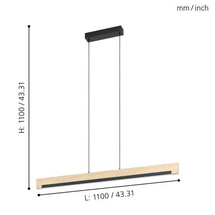 Eglo 99293 - LED Hanglamp aan koord dimbaar CAMACHO LED/25,5W/230V