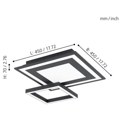 Eglo - LED RGB Plafondlamp SAVATAEILA-C LED/20W/230V + AB