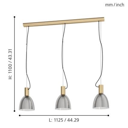 Eglo - Hanglamp aan koord 3xE27/40W/230V