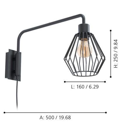 Eglo 99349 - Wandlamp TABILLANO 1xE27/40W/230V