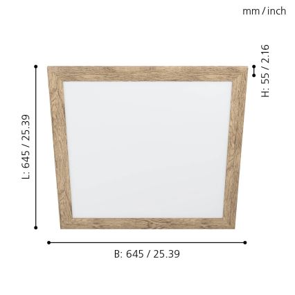 Eglo 99436 - LED-plafondlamp PIGLIONASSO LED/32W/230V 645x645 mm