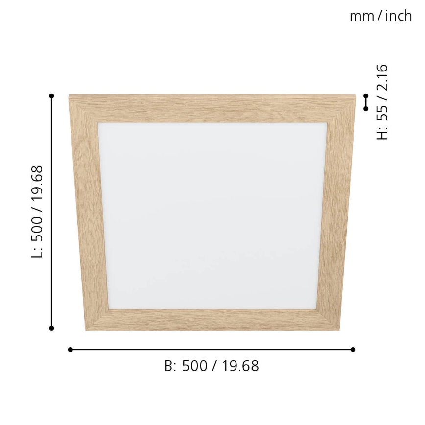 Eglo 99471 - LED plafondlamp PIGLIONASSO LED/20W/230V 500x500 mm