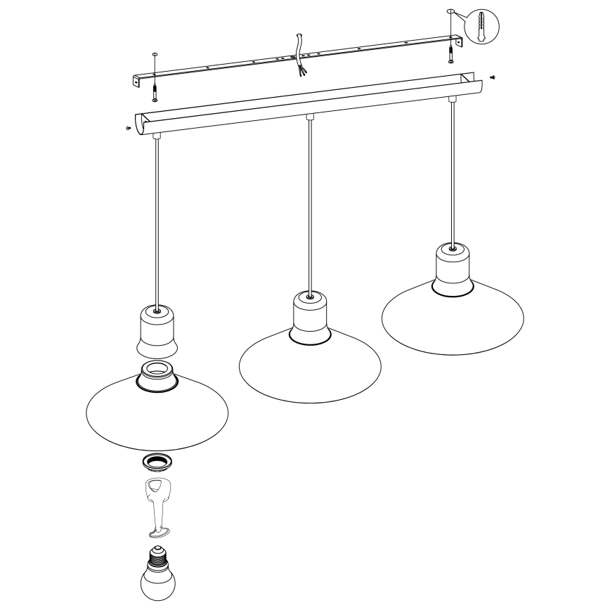 Eglo - Hanglamp aan koord 3xE27/28W/230V