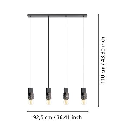 Eglo 99532 - Hanglamp aan kabel LOBATIA 4xE27/40W/230V