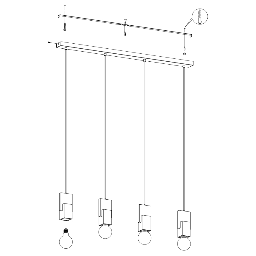 Eglo 99532 - Hanglamp aan kabel LOBATIA 4xE27/40W/230V
