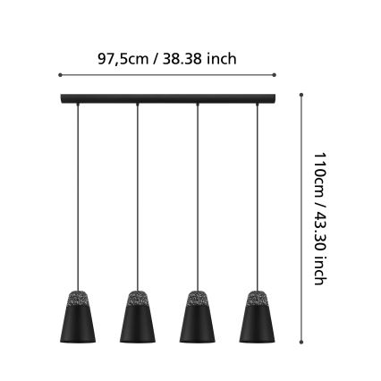 Eglo - Hanglamp aan een koord 4xE27/40W/230V