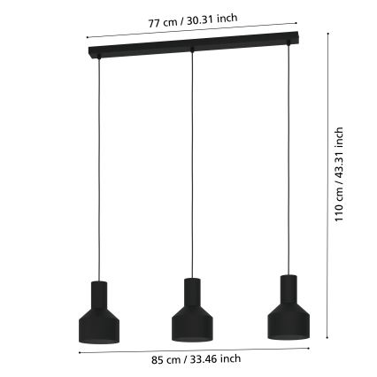 Eglo - Hanglamp aan een koord 3xE27/40W/230V