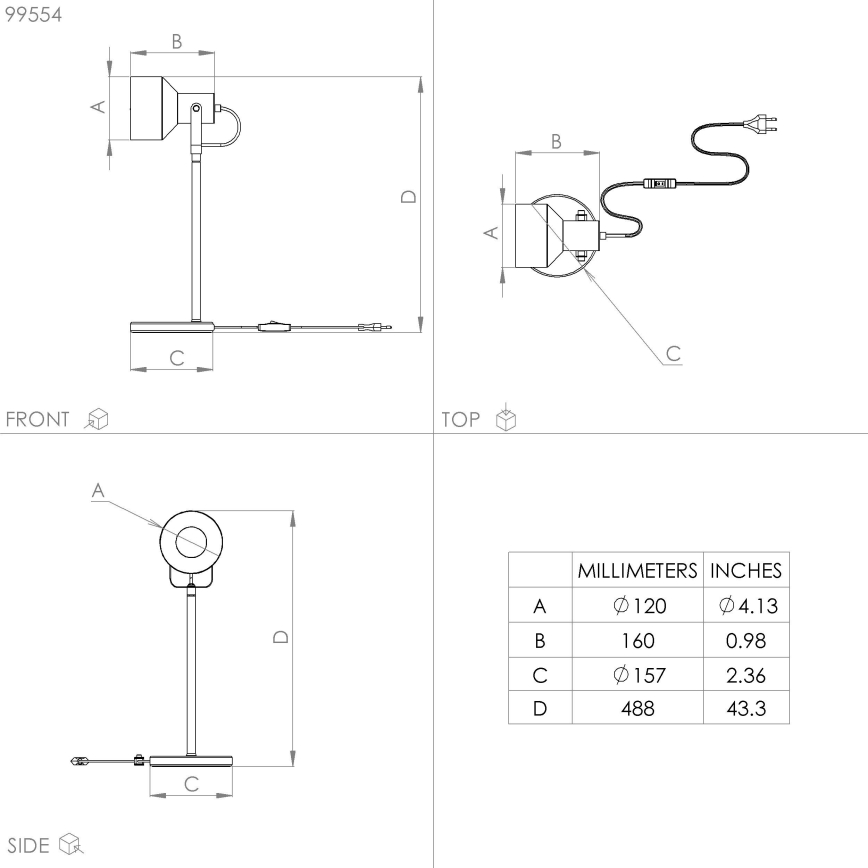 Eglo - Tafel Lamp 1xE27/28W/230V
