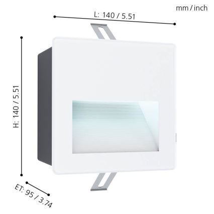 Eglo - LED Inbouw Lamp voor Buiten LED/3,7W/230V IP65 wit