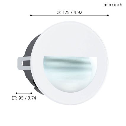 Eglo - LED Inbouw Lamp voor Buiten LED/2,5W/230V IP65 wit