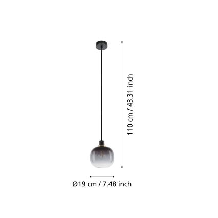 Eglo - Hanglamp aan kabel 1xE27/40W/230V grijs