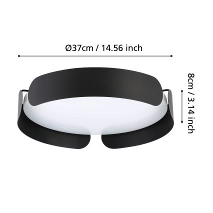 Eglo - LED-plafondlamp LED/20W/230V Ø 37 cm zwart