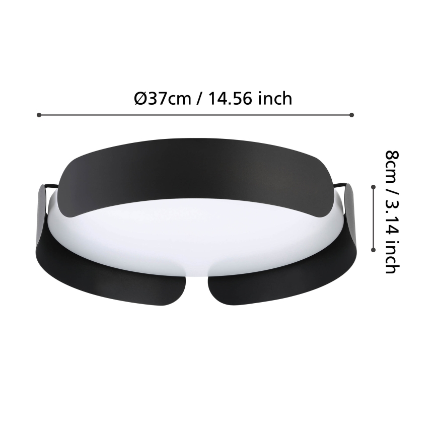 Eglo - LED-plafondlamp LED/20W/230V Ø 37 cm zwart