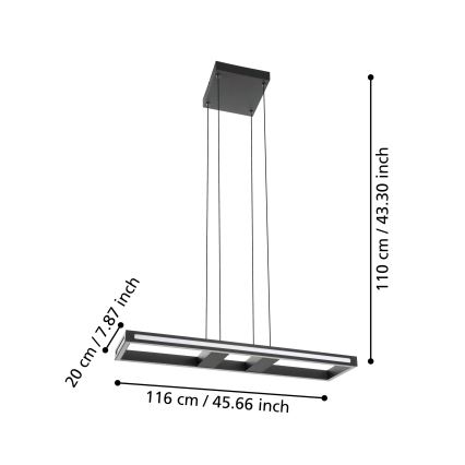 Eglo - Dimbare LED hanglamp aan een koord LED/21W/230V 2700-6500K