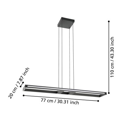 Eglo - Dimbare LED hanglamp aan een koord LED/33W/230V 2700-6500K