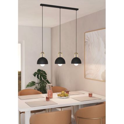 Eglo - Hanglamp aan een koord 3xE27/40W/230V zwart