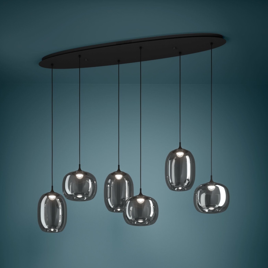 Eglo - Dimbare LED hanglamp aan een koord 6xLED/3,7W/230V 2700-6500K gerookt + afstandsbediening