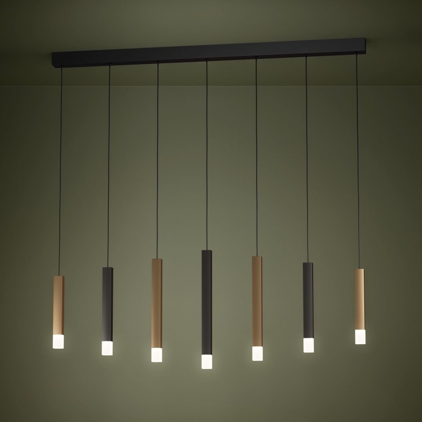 Eglo - Dimbare LED hanglamp aan een koord 7xLED/3,1W/230V 3000K antraciet/goud