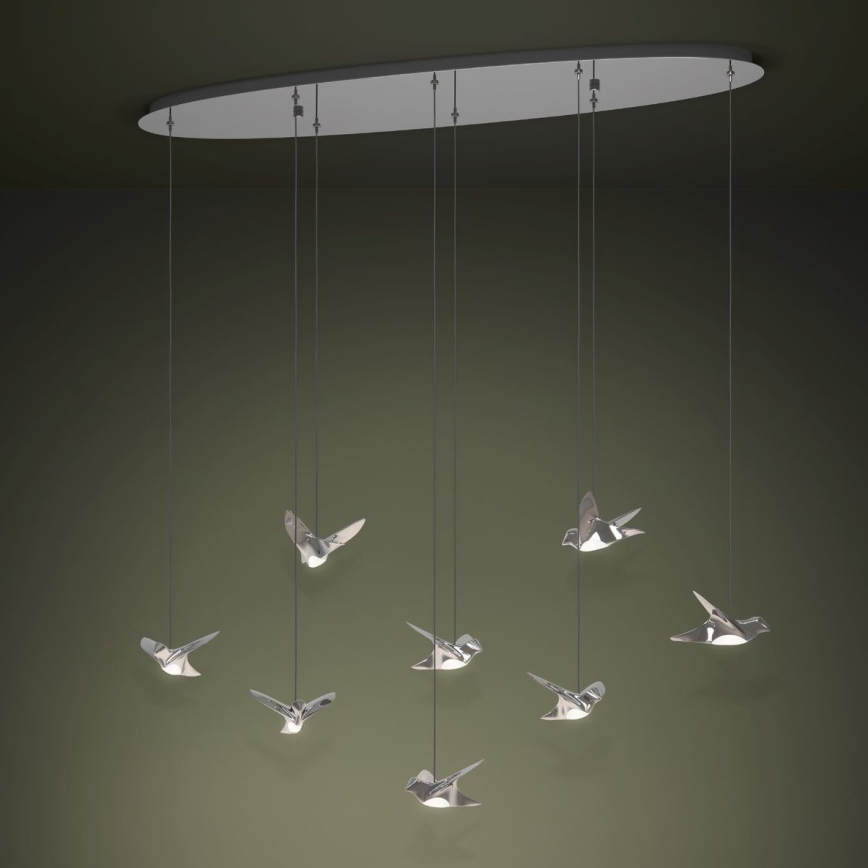 Eglo - Dimbare LED hanglamp aan een koord 8xLED/4,2W/230V 3000K glanzend chroom