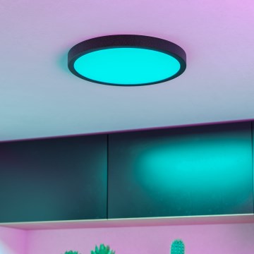 Eglo - Dimbare LED RGBW plafondlamp voor de badkamer LED/14,3W/230V 2700-6500K Ø 27,8 cm IP44 zwart