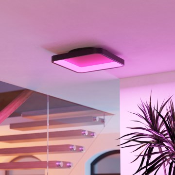 Eglo - Dimbare RGBW LED-plafondlamp LED/20W/230V 2700-6500K 35x35 cm zwart