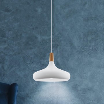 Eglo - Hanglamp aan een koord 1xE27/40W/230V diameter 40 cm wit - FSC gecertificeerd