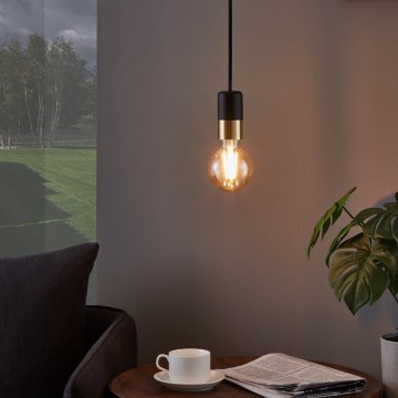 Eglo - Hanglamp aan een koord 1xE27/40W/230V zwart/goud