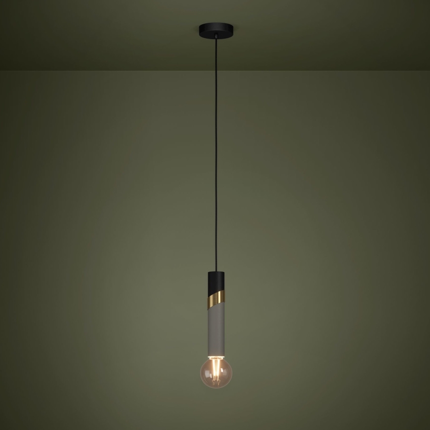 Eglo - Hanglamp aan een koord 1xE27/40W/230V zwart/goud