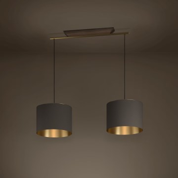 Eglo - Hanglamp aan een koord 2xE27/40W/230V bruin/goud
