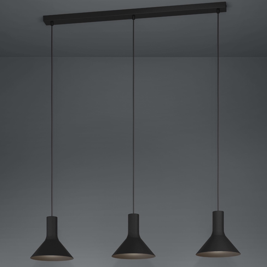 Eglo - Hanglamp aan een koord 3xE27/28W/230V zwart