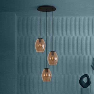 Eglo - Hanglamp aan een koord 3xE27/40W/230V bruin