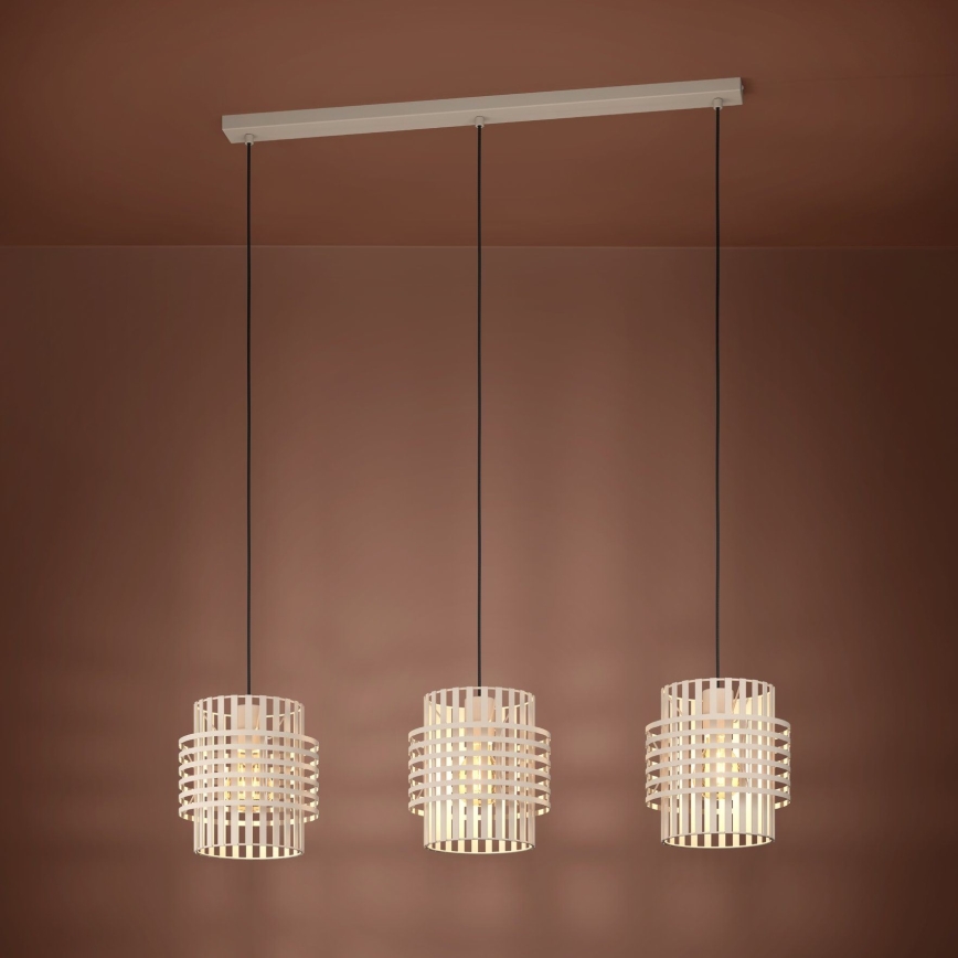 Eglo - Hanglamp aan een koord 3xE27/40W/230V crème