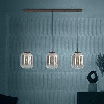 Eglo - Hanglamp aan een koord 3xE27/40W/230V gerookt