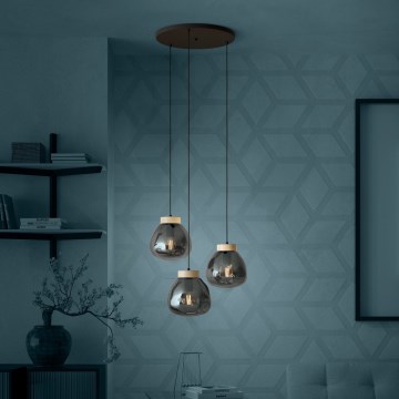 Eglo - Hanglamp aan een koord 3xE27/40W/230V gerookt