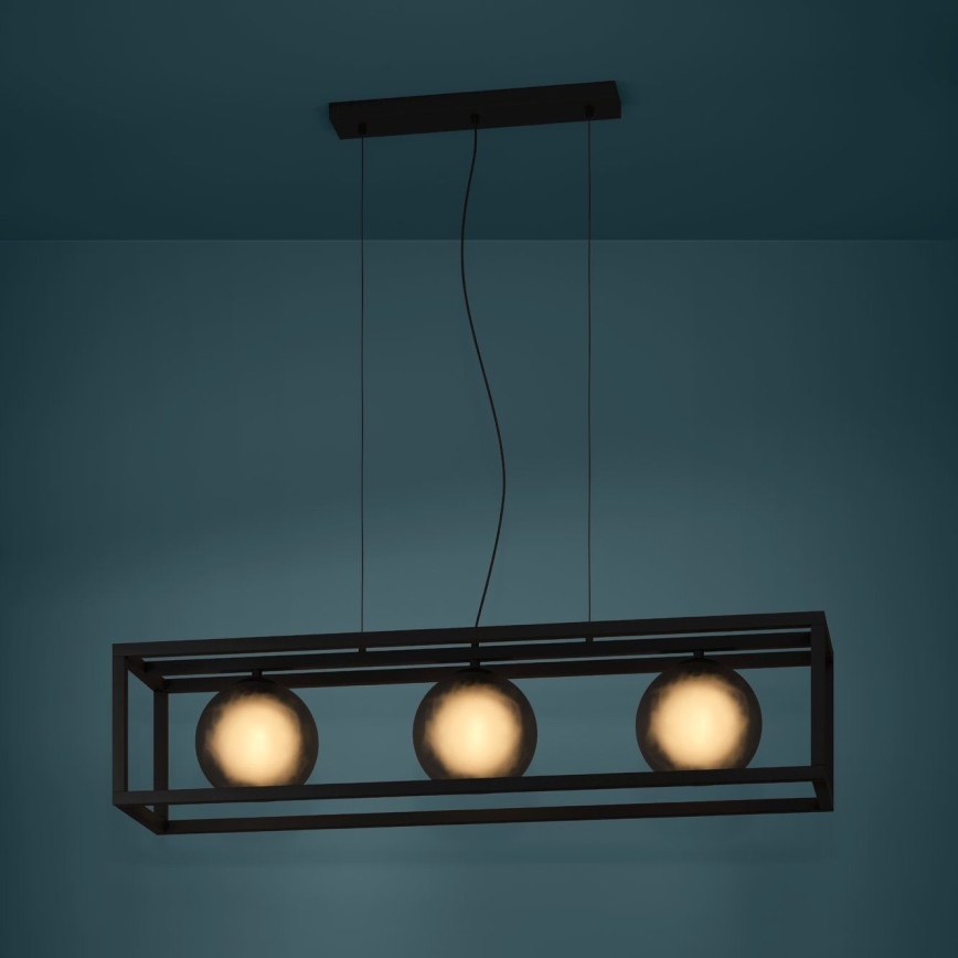 Eglo - Hanglamp aan een koord 3xE27/40W/230V gerookt/zwart