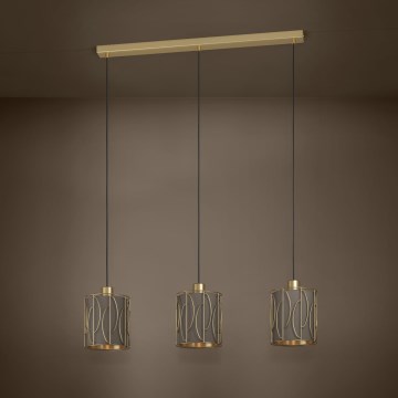Eglo - Hanglamp aan een koord 3xE27/40W/230V goud/bruin