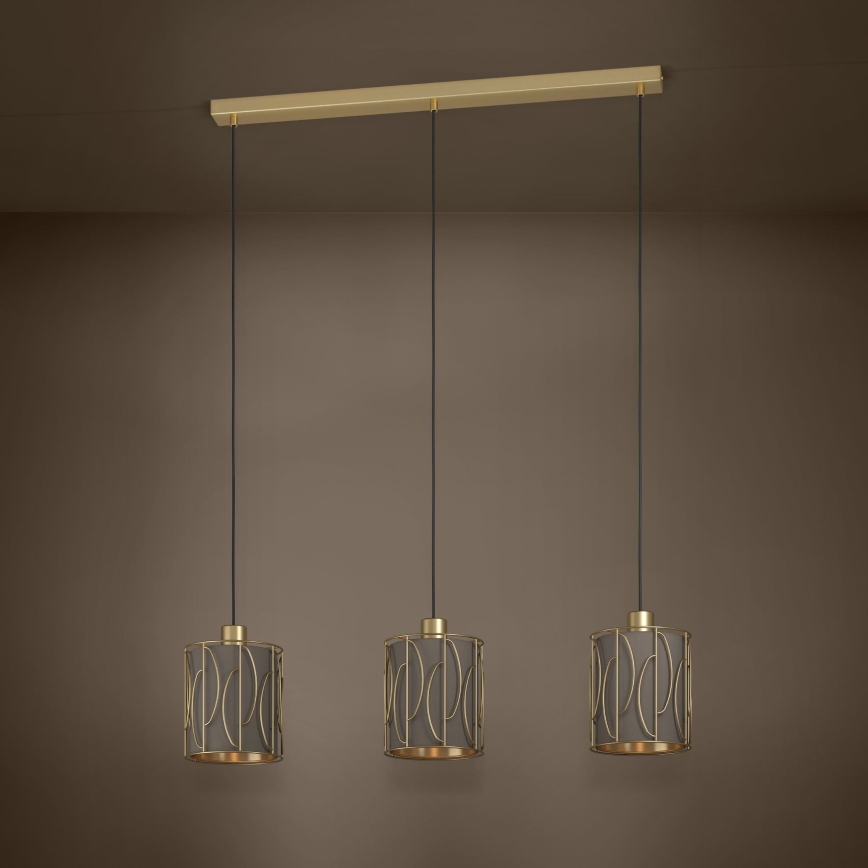 Eglo - Hanglamp aan een koord 3xE27/40W/230V goud/bruin