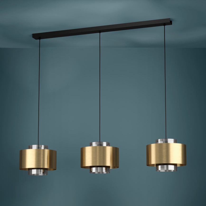 Eglo - Hanglamp aan een koord 3xE27/40W/230V goud