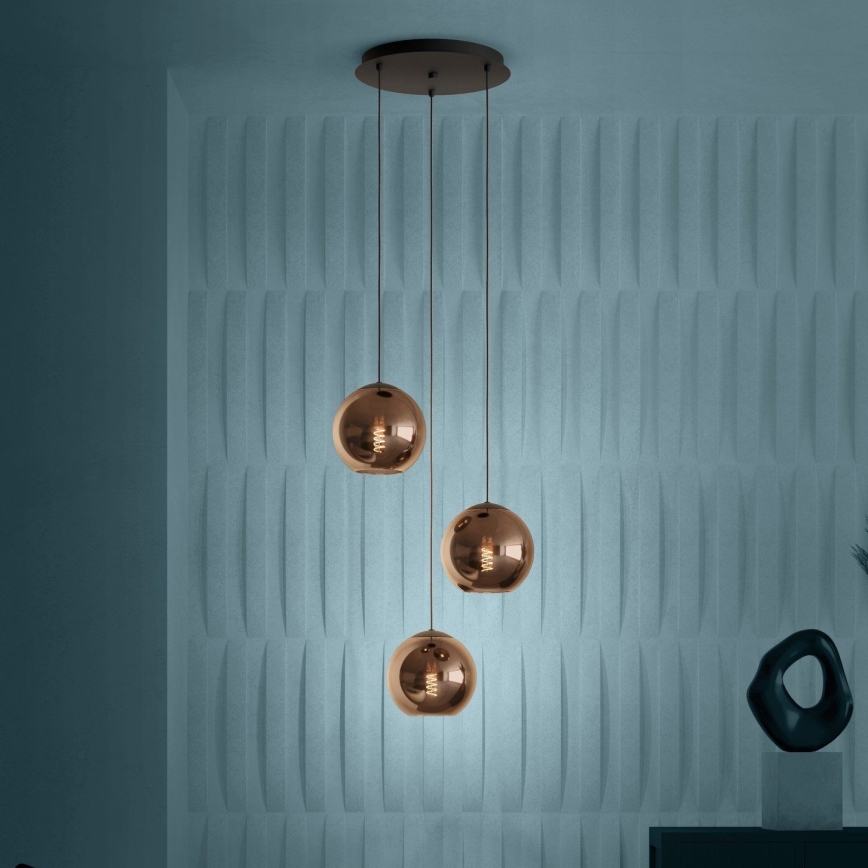 Eglo - Hanglamp aan een koord 3xE27/40W/230V koper